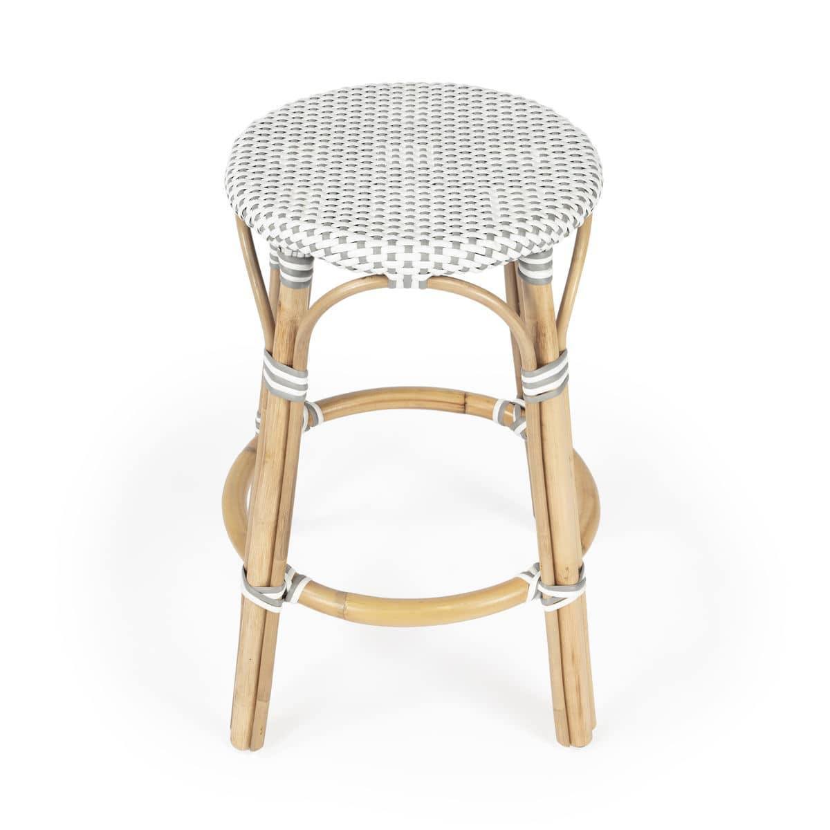 Grey & White Rattan Counter Stool H63420