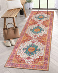 Ultra-Thin Washable Runner Rug - 2x7 Pink Non Skid Low Pile V9938