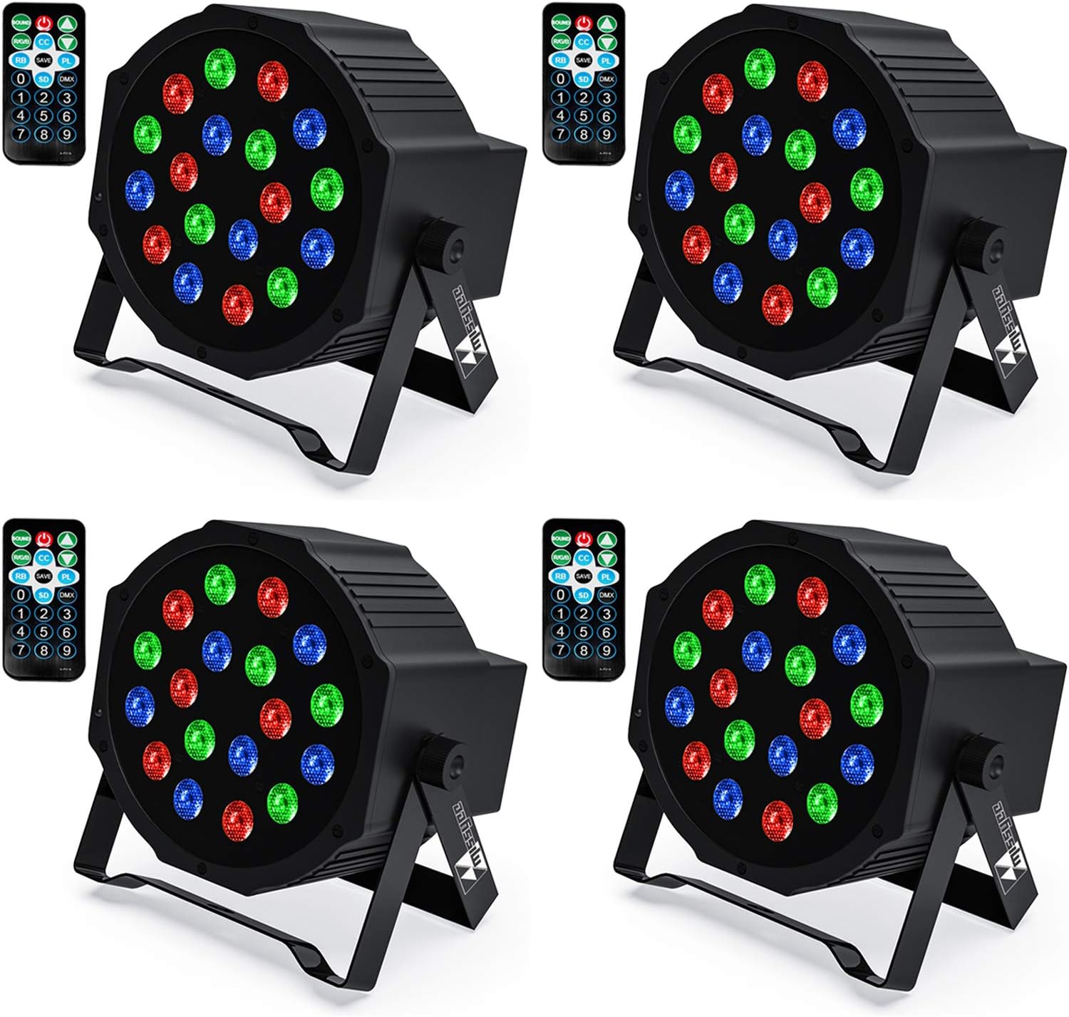 18 RGB LED Stage Lights with Remote Control (8 pcs) I5616