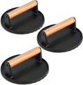 Cast Iron Burger Press Set of 2, 7 Inch Round with Wooden Handle H95003