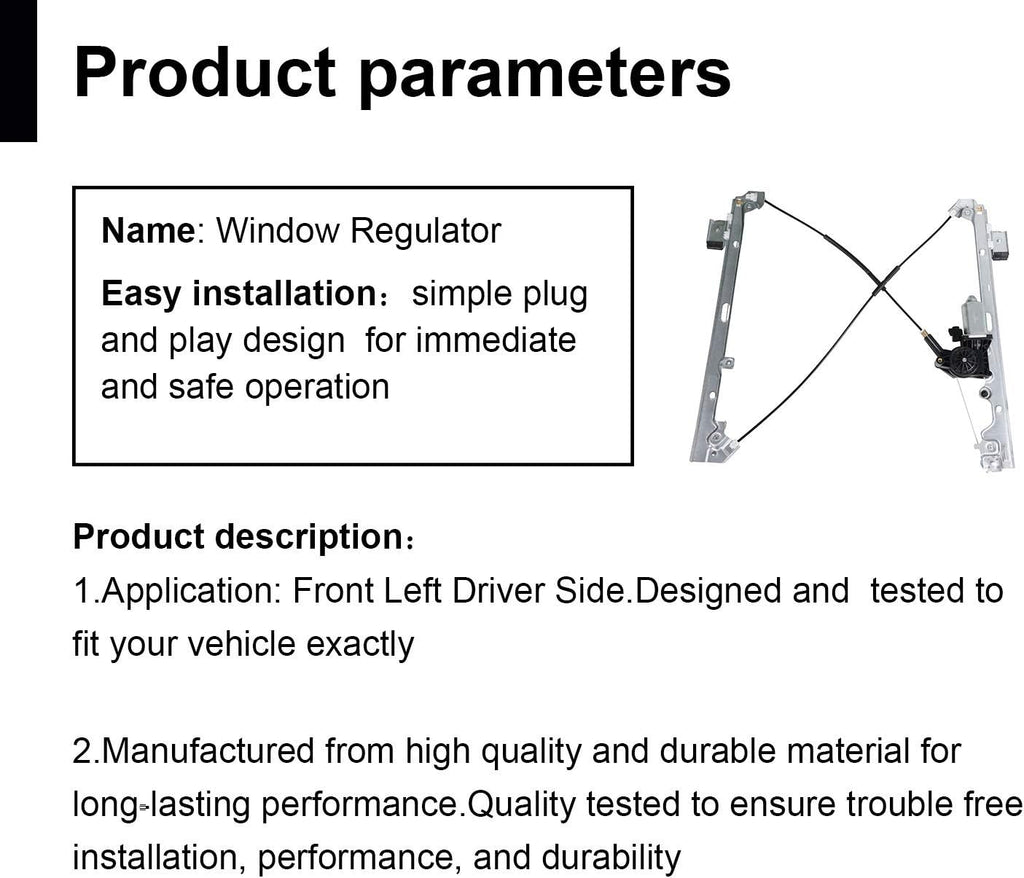 Front Left Driver Side Power Window Regulator with Motor Assembly Pack of 2 W58247