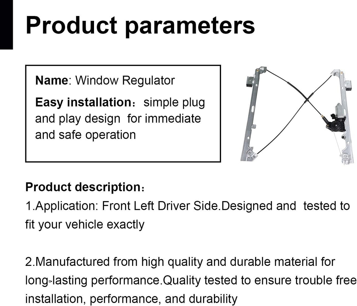 Front Left Driver Side Power Window Regulator with Motor Assembly Pack of 2 W58247