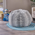 Ash White Faux Fur Lounge Beanbag Chair Q69348