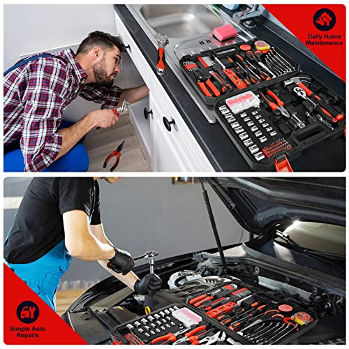 287PCs Hand Tool Set with Hammer, Pliers, Ratchet Wrench, Socket, Portable Tool Box Q38805