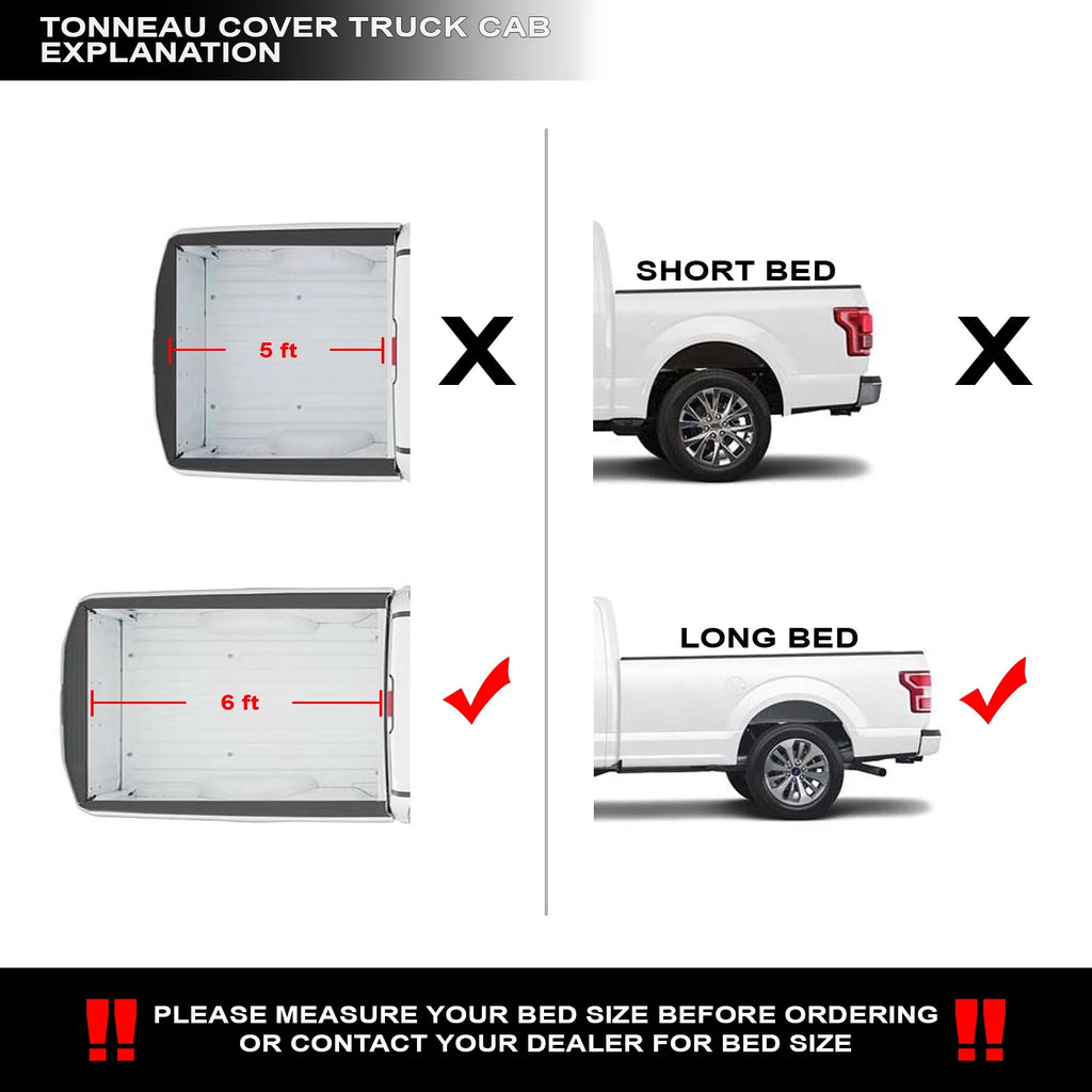 Low Profile Hard Aluminum Tri-Fold Tonneau Cover Matte Black L484