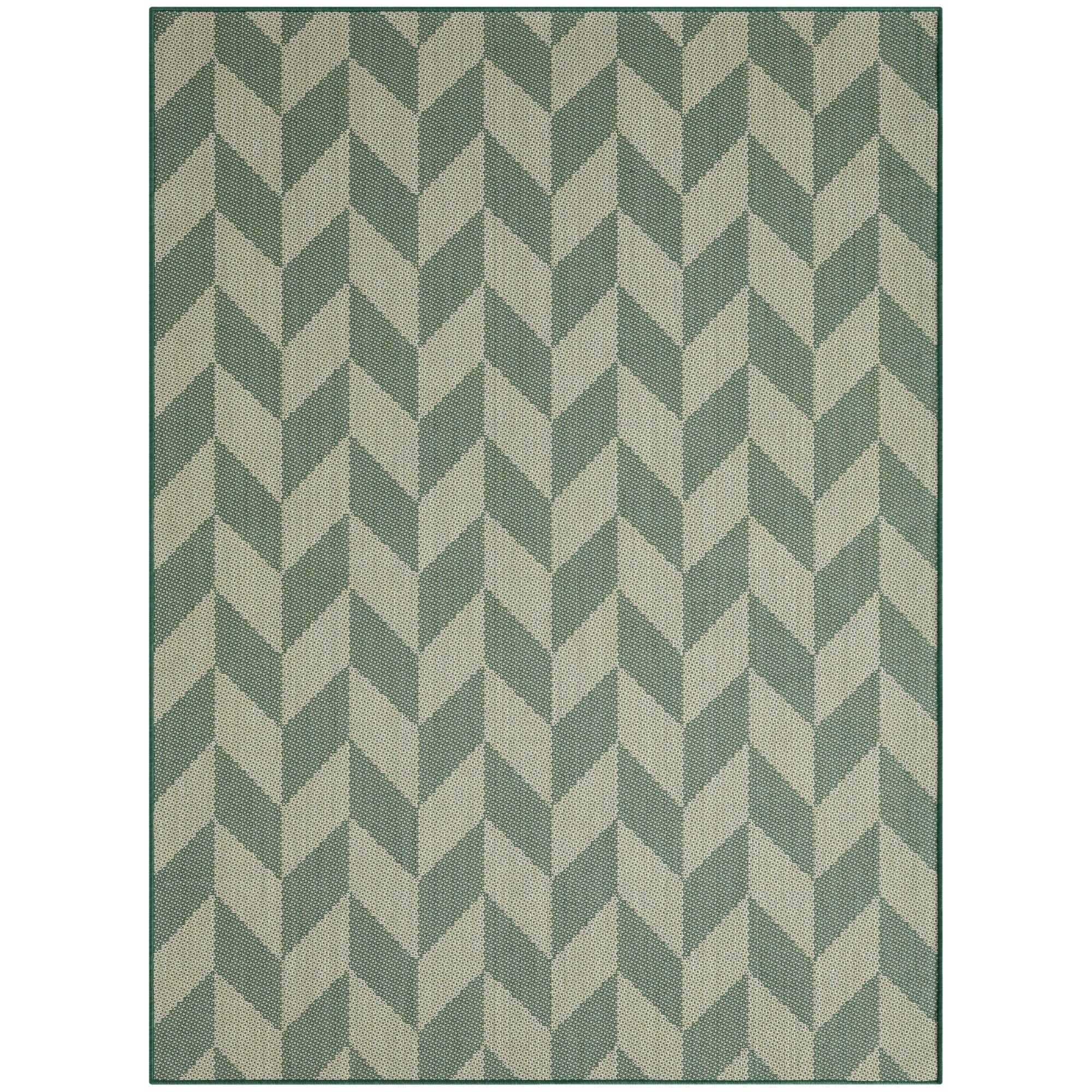 Beige/Green 5'2"x7'2" Indoor/Outdoor Area Rug Y234