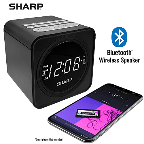FM Clock Radio with Bluetooth Speaker and Dual Alarms A44709