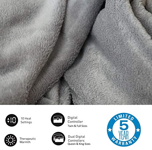 Grey King Micro Plush Electric Heated Blanket with Digital Controller K224