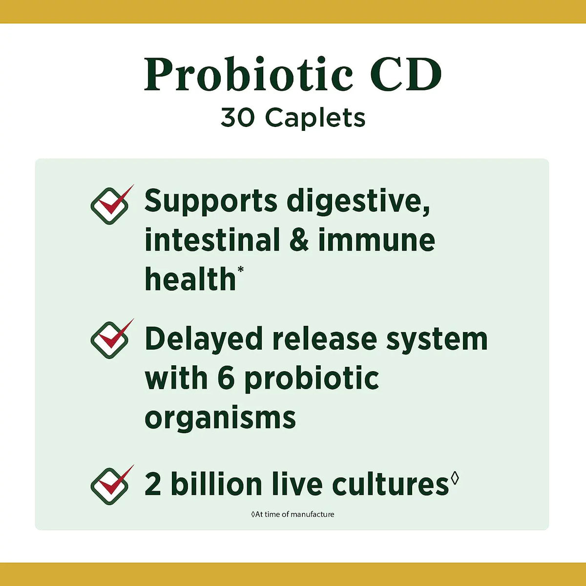 Controlled Delivery Probiotic Dietary Supplement, 30 Caplets U8651