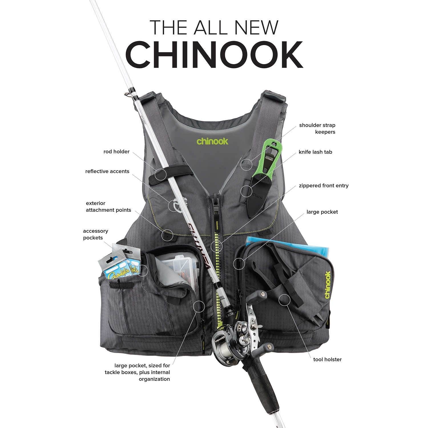 Charcoal Chinook Fishing PFD B29605