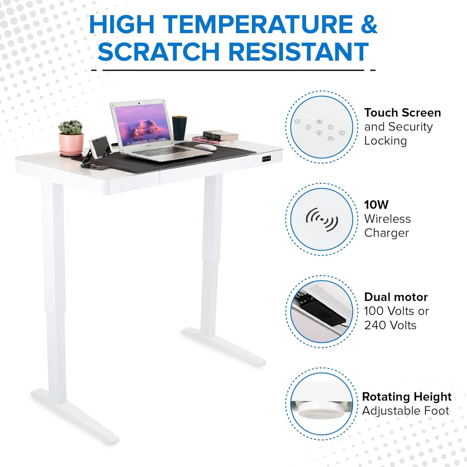 Electric Standing Desk 23x 47 Motorized Height Adjustable Table with USB Ports and Drawer Y7034