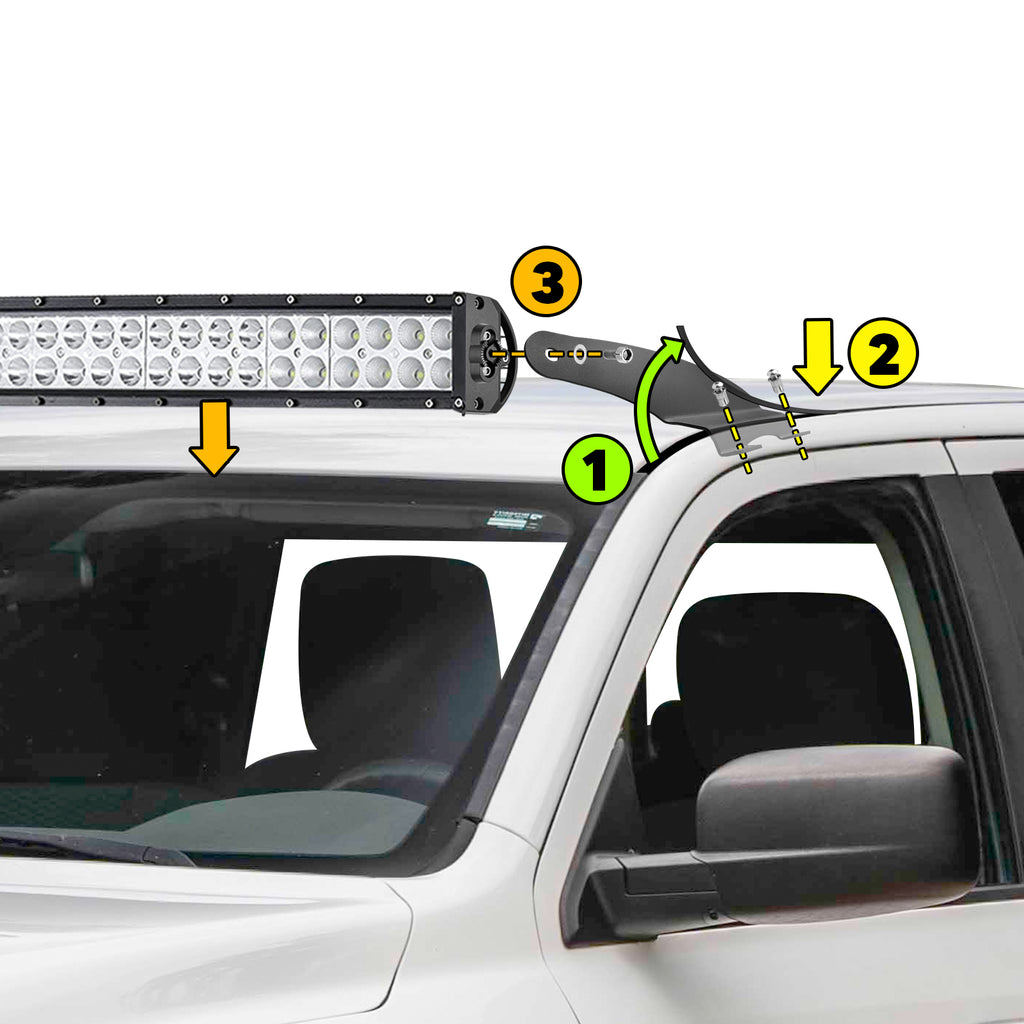 Front Upper Windshield Roof Mounting Bracket for 52" Curved LED Light Bar Q482