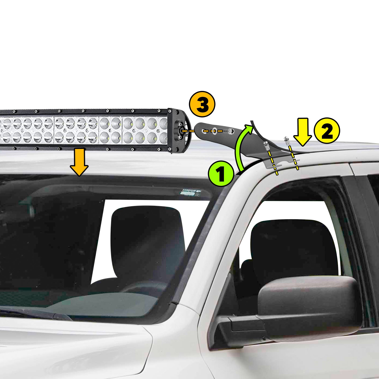 Front Upper Windshield Roof Mounting Bracket for 52" Curved LED Light Bar Q482