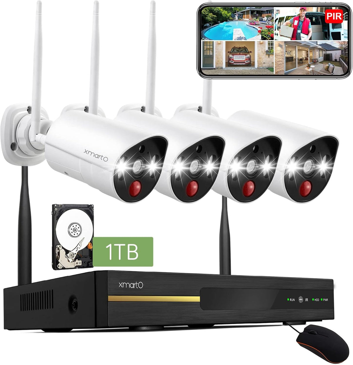 8CH 2K HD Wireless Security Camera System with 1TB HDD H551922