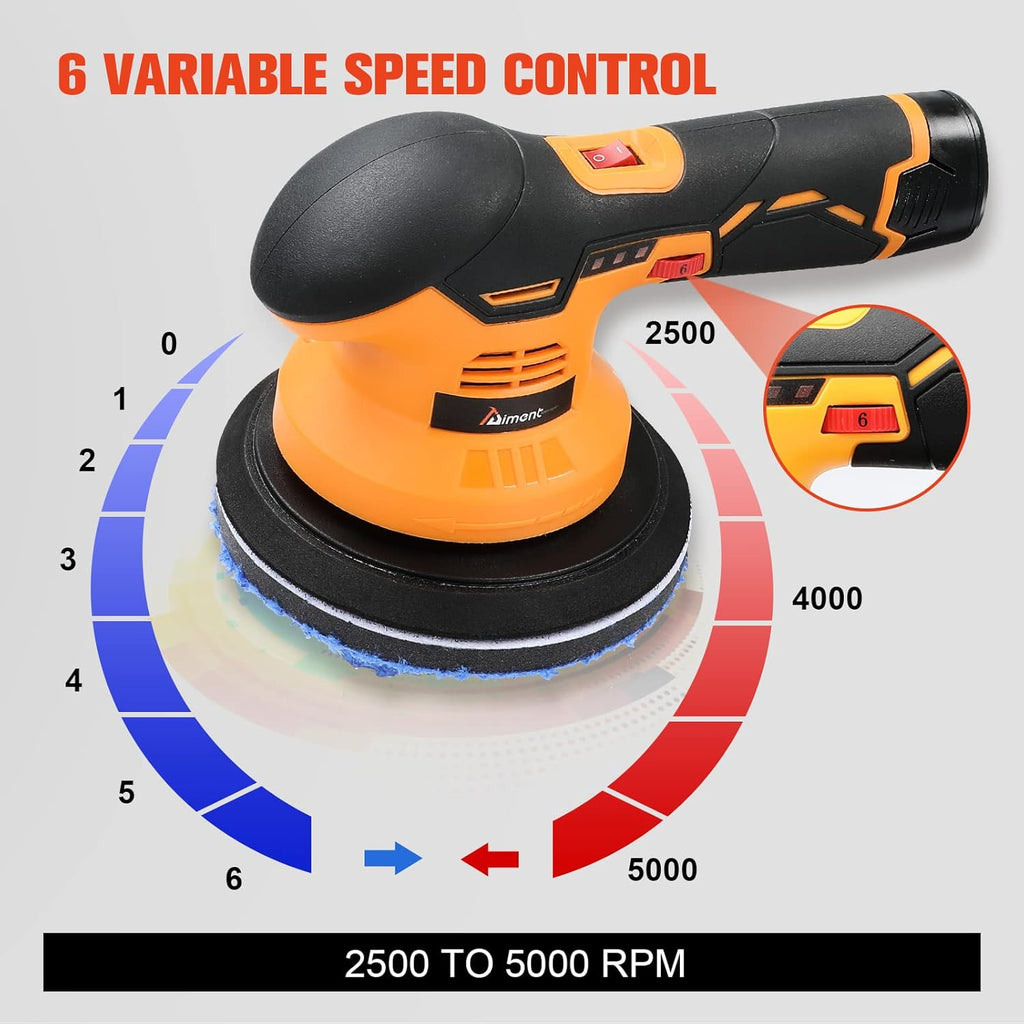 Cordless Car Buffer Polisher Kit with 2pcs 12V 2.0Ah Rechargeable Battery O501