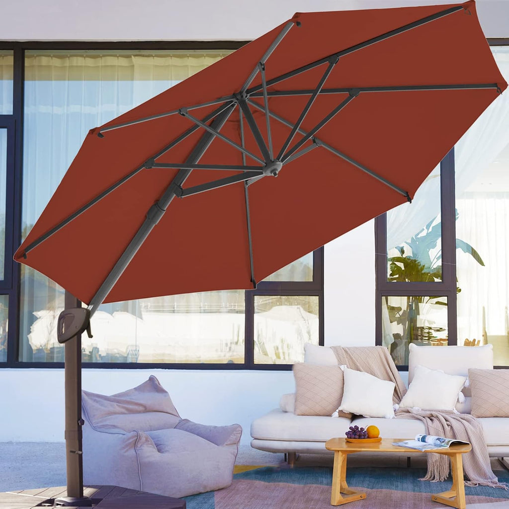 9x9 FT Square Cantilever Patio Umbrella with Sky Blue Solution-dyed Fabric F28421