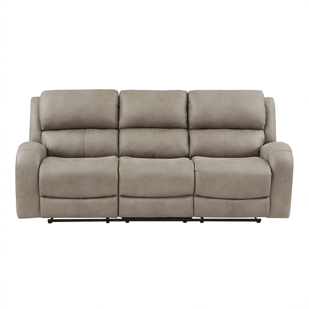 Polished Microfiber Double Reclining Sofa in Brown T3156