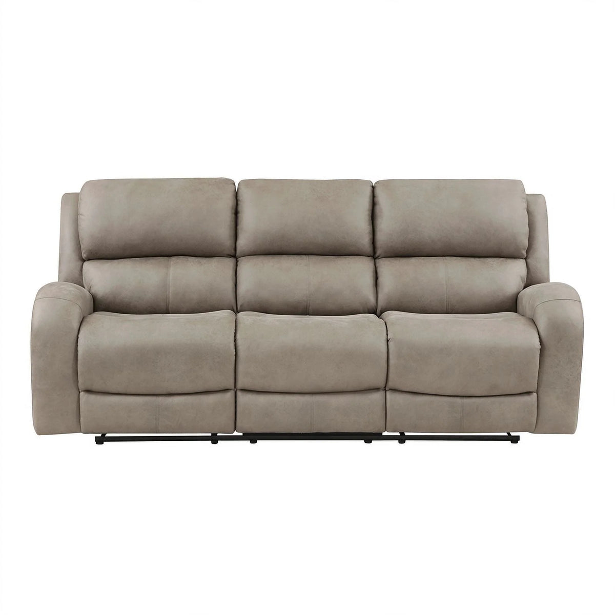 Polished Microfiber Double Reclining Sofa in Brown T3156