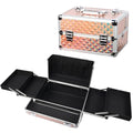 Black Portable Makeup Train Case with Lock and Shoulder Strap P73377
