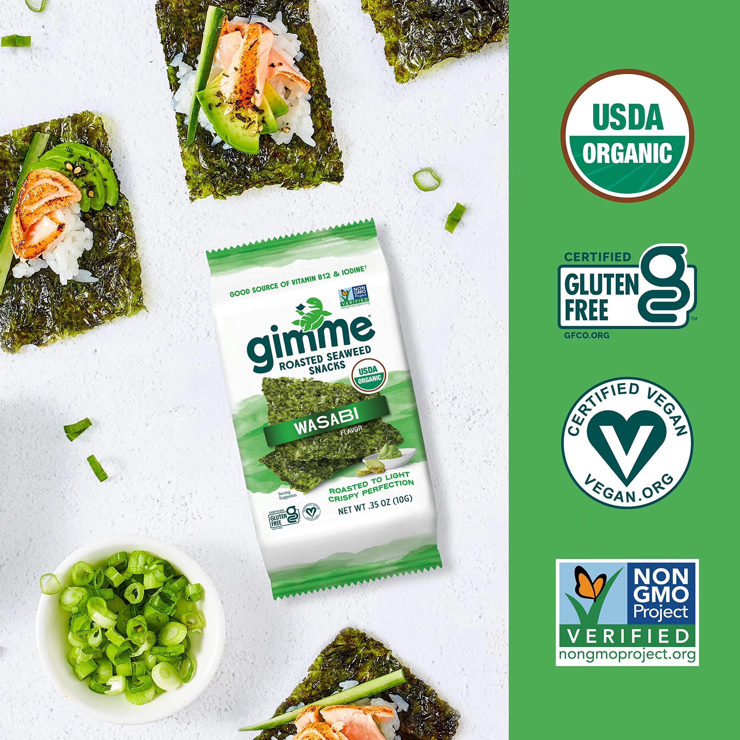 Organic Roasted Seaweed Sheets, 12 Count E746055