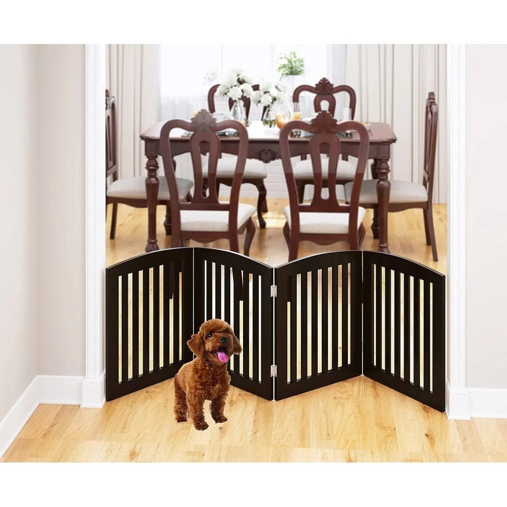 24 inch 4 Panel Wooden Freestanding Foldable Pet Gate Z554