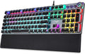 Retro Steampunk Mechanical Gaming Keyboard, Metal Panel, Black Switches, LED Backlit, USB Wired, Hand Rest, Typewriter-Style Round Keycaps J29403