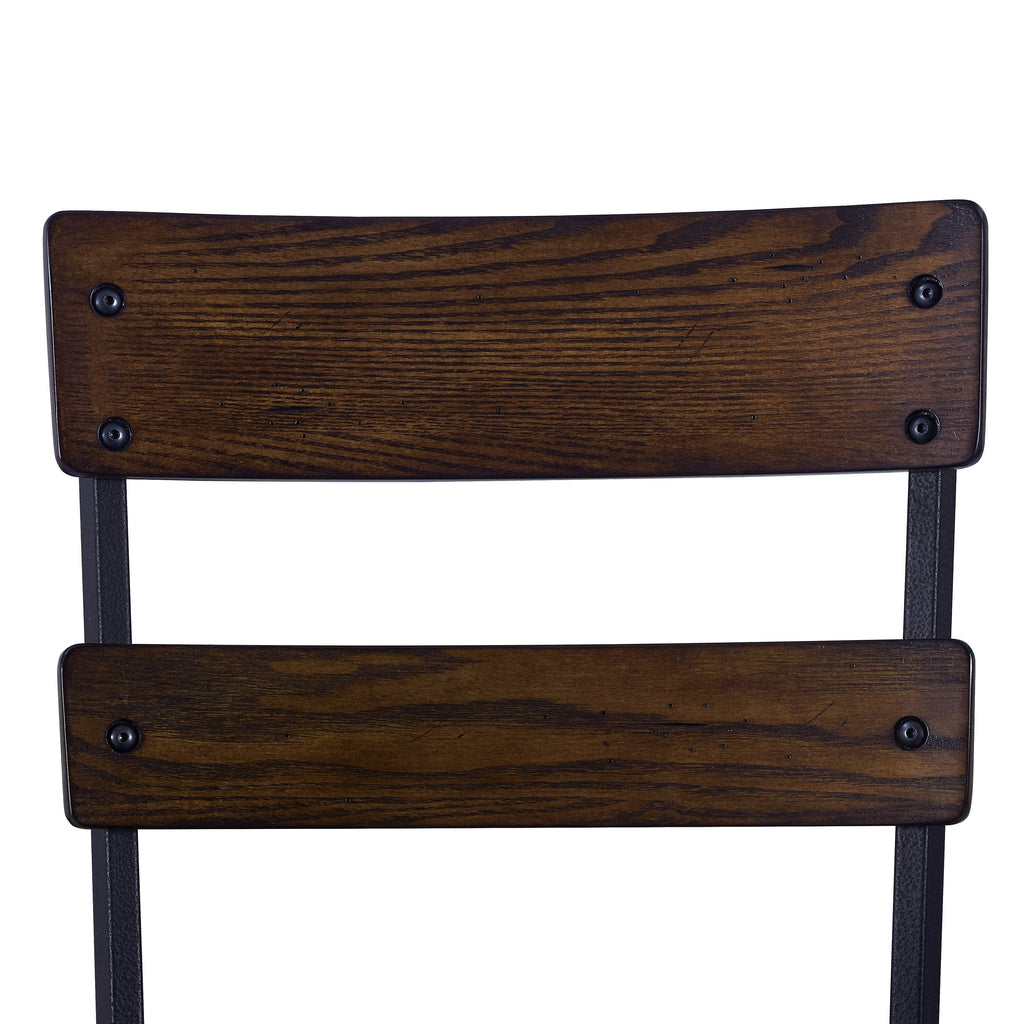 Brown Wood and Grey Metal Gathering Stools Set of 4 W9569