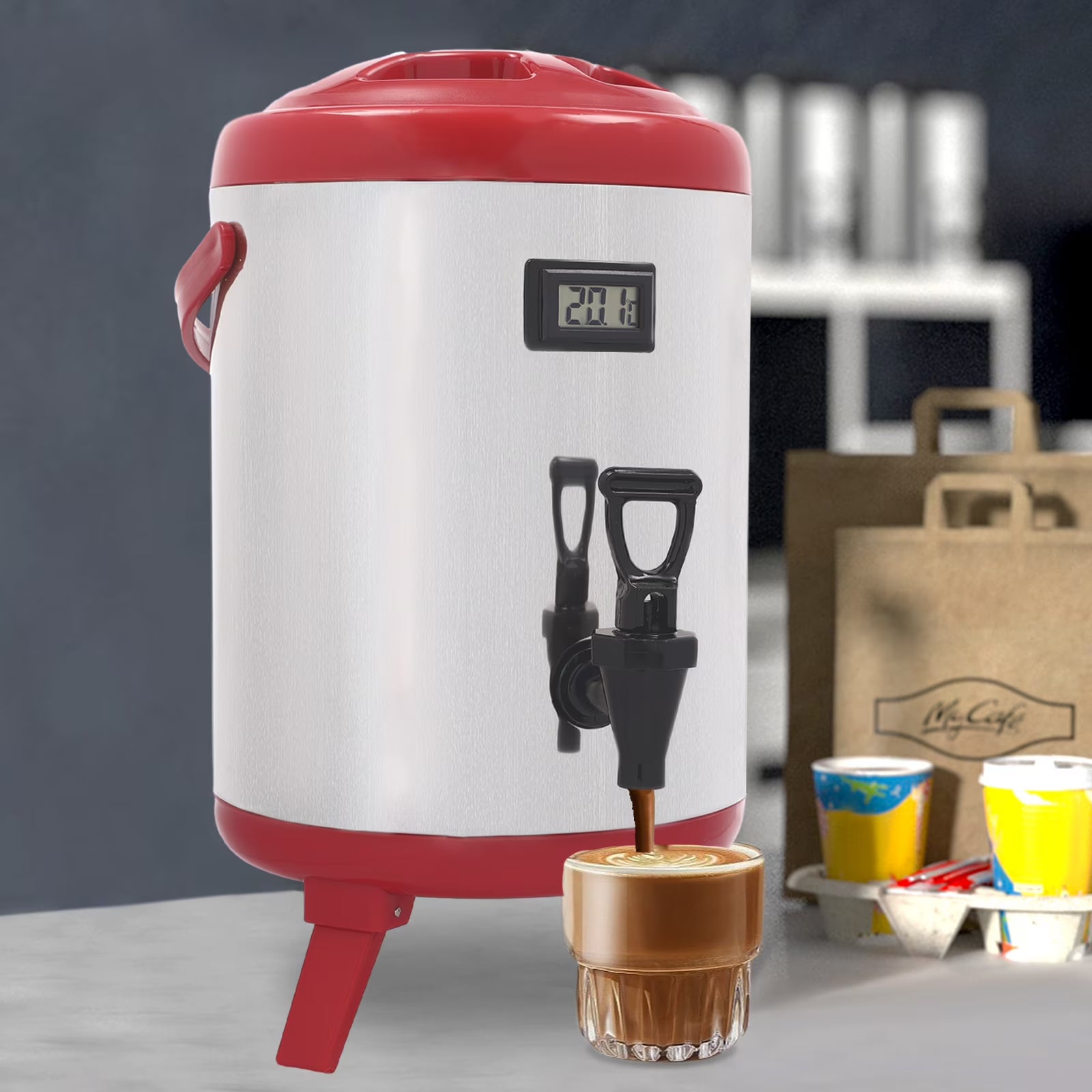 8L Stainless Steel Hot Beverage Dispenser with Thermometer P543855