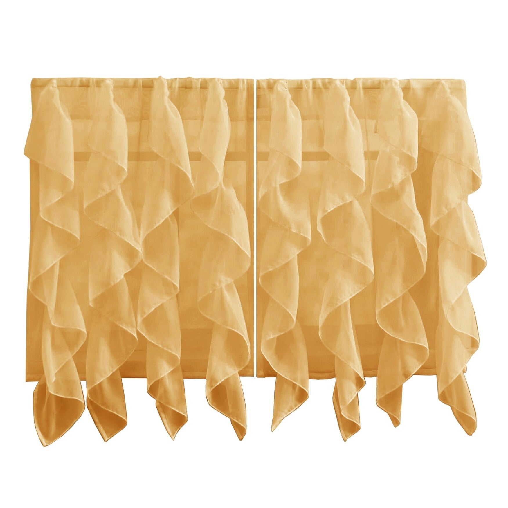 Camel Vertical Ruffled Waterfall Valance and Curtain Tiers 36" tier pair Y80898