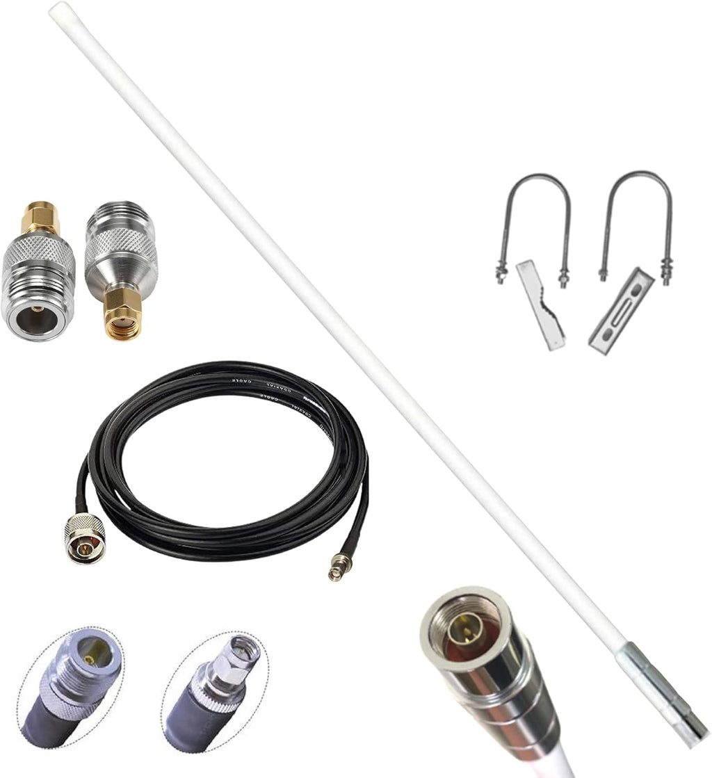 8dBi Fiber-Glass Omnidirectional Antenna 915mhz with 5foot SLMR-400 Wire U310919