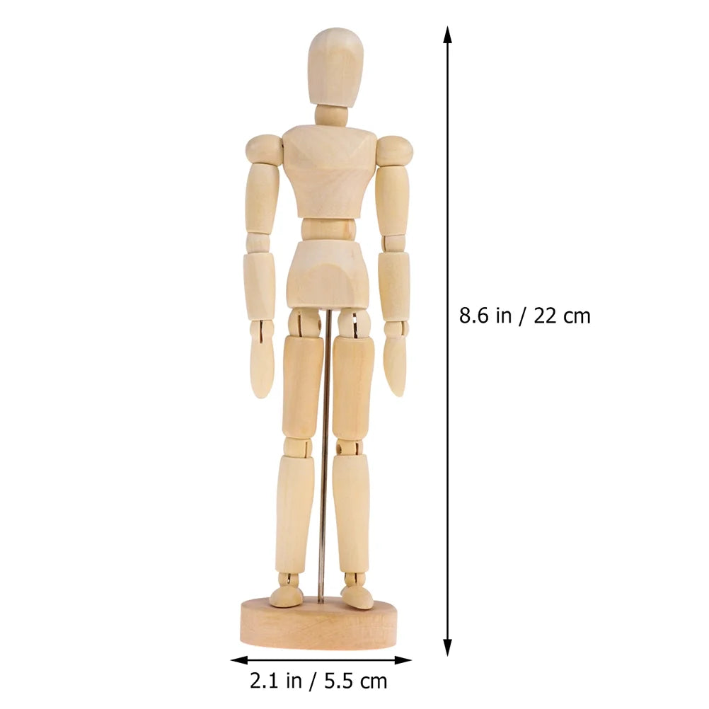 4Pcs Wooden 3D Movable Joint Puppet Ornaments U6508