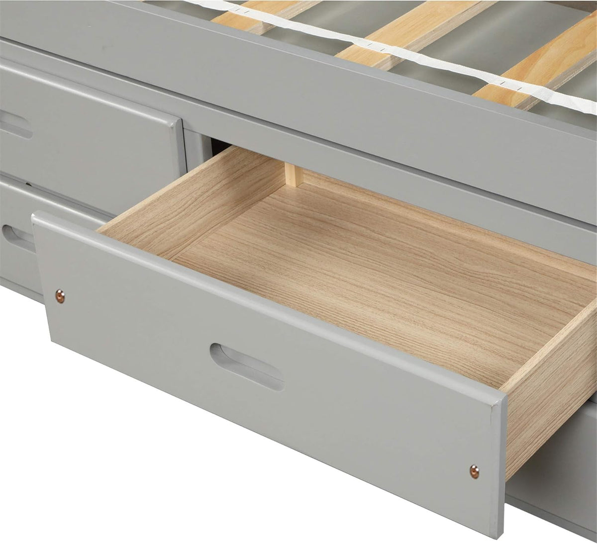 Twin Size Solid Wood Platform Storage Bed with 6 Drawers R12869