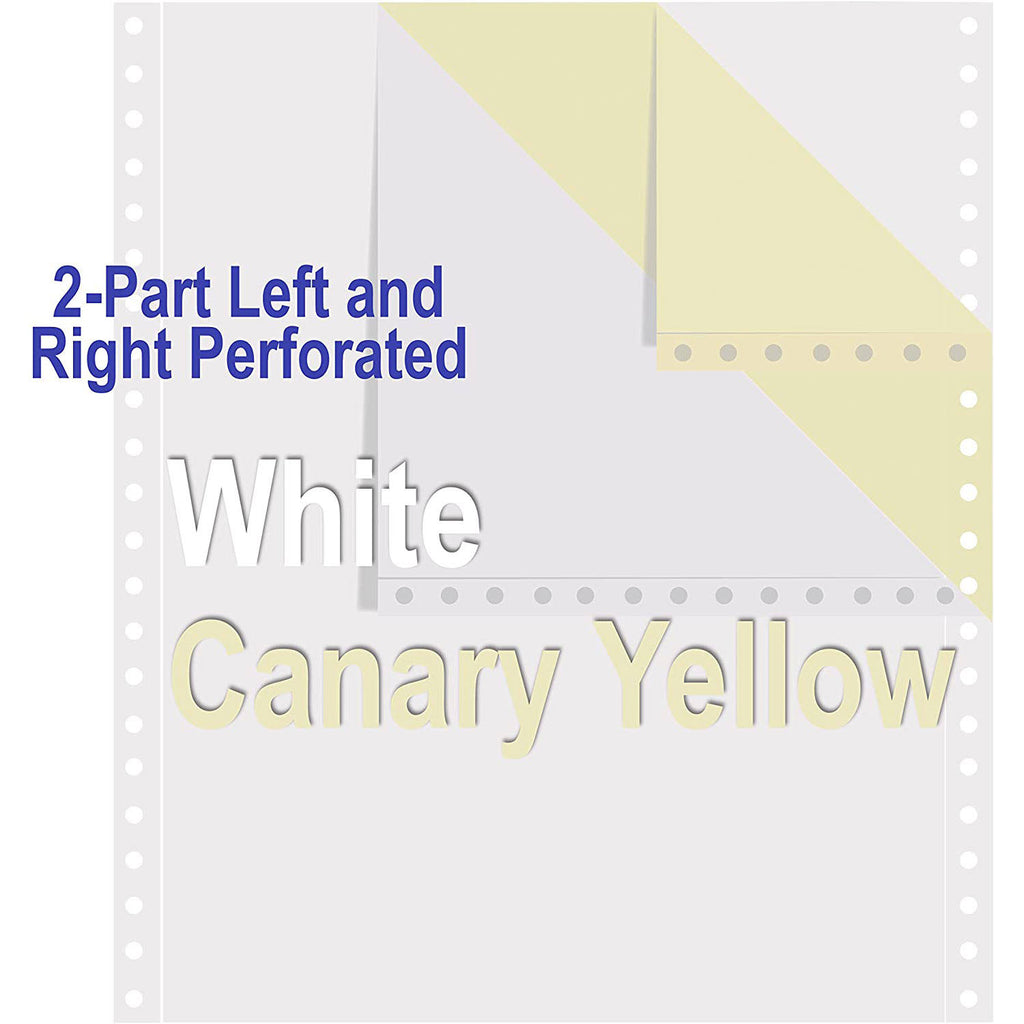 Carbonless Computer Paper 9-1/2x22 x 11x22 Blank Left & Right Perforated 2-Part White/Canary 15lb 92 Bright D341