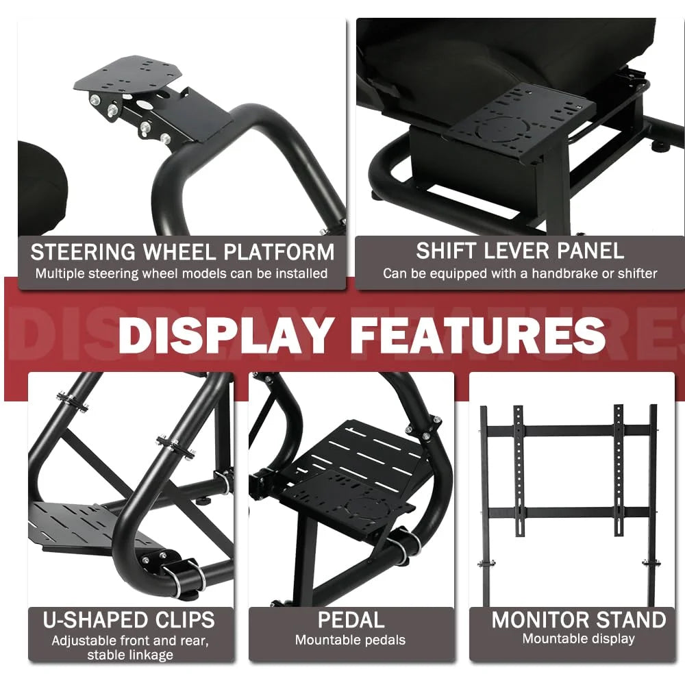 Racing Sim Cockpit with TV Stand & Seat B108