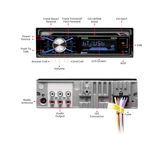 Single Din Bluetooth Car Stereo with 6.5 Inch 2 Way Speakers V3086