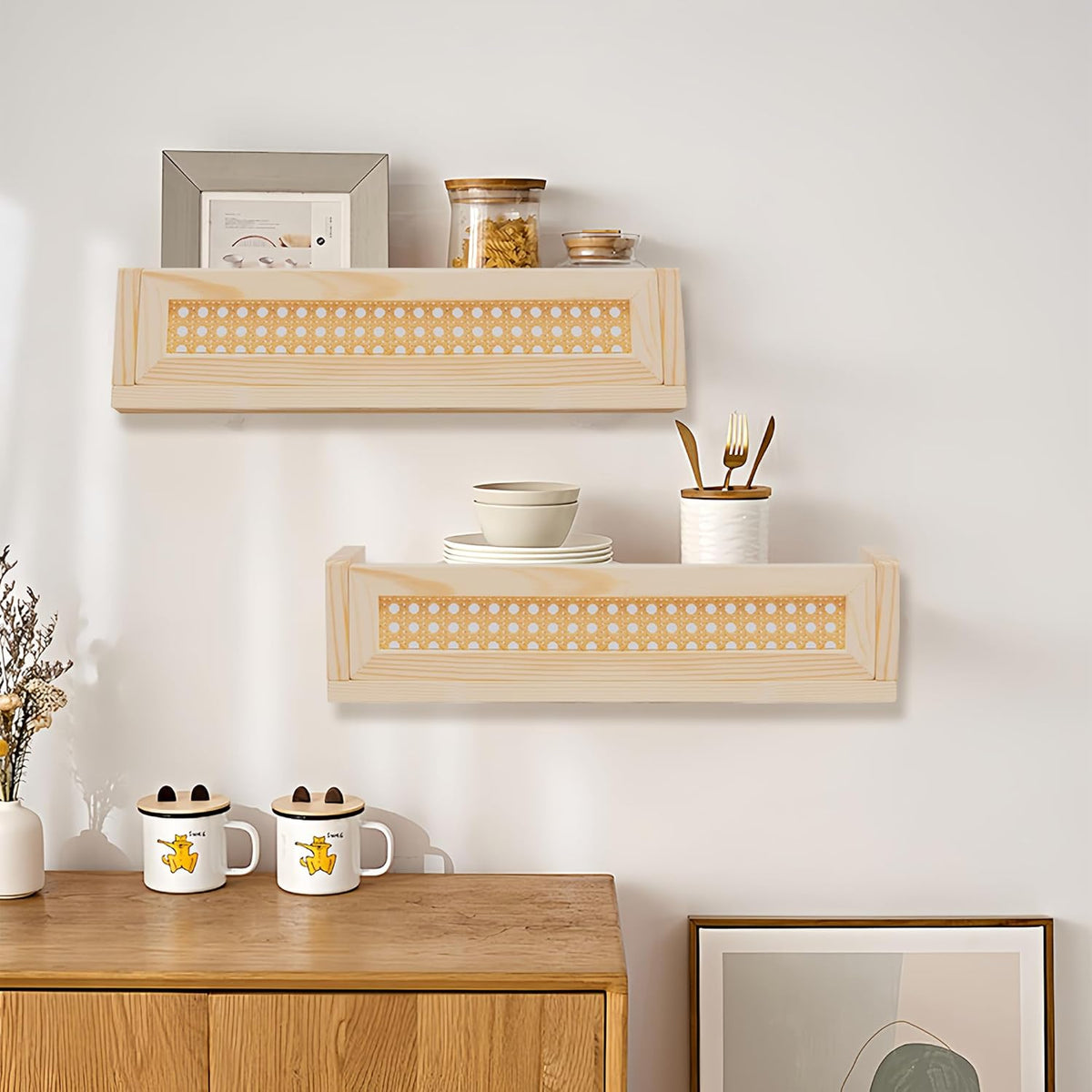 16" Rattan Shelf Set of 3 O269098