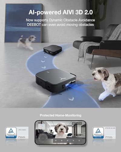 White Robot Vacuum and Mop Combo with Auto-Empty Station, 3800Pa Suction T641