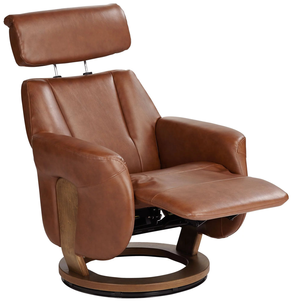 Brown Swivel Faux Leather Recliner Chair U8099