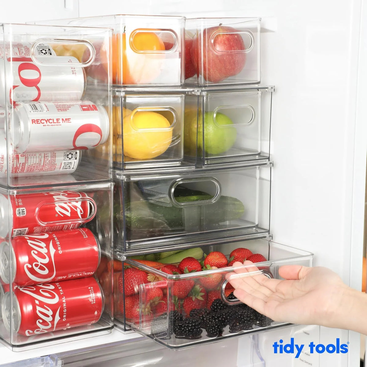Clear Refrigerator Organizer Bins Stackable Plastic Storage Bins With Pull-Out Drawer A240583