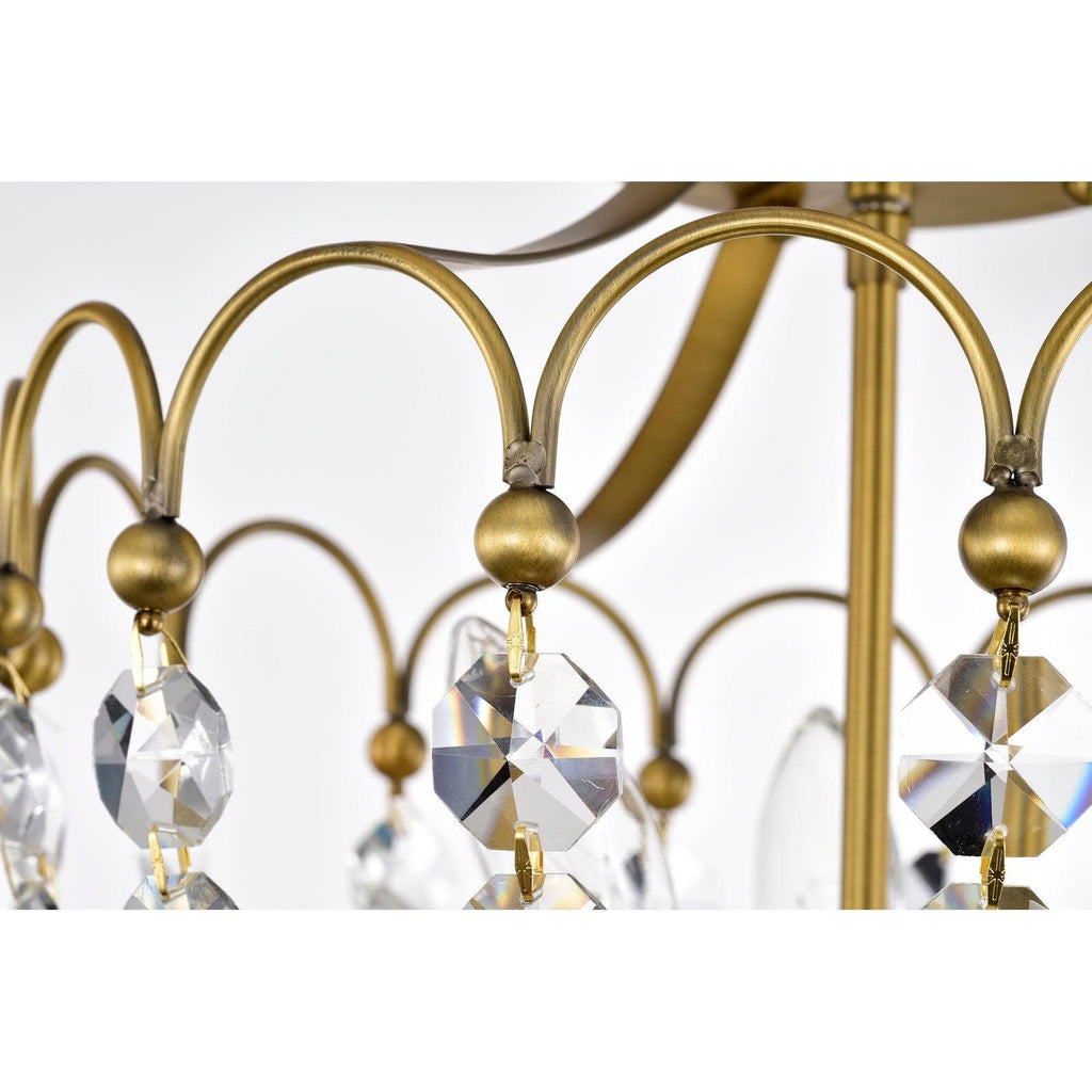 Vintage Brass Crystal Semi Flush Mount U59376