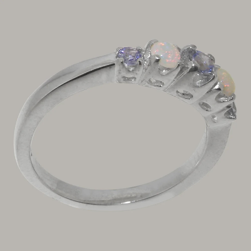 14k White Gold Tanzanite Opal Women's Engagement Ring Size 7 C637233