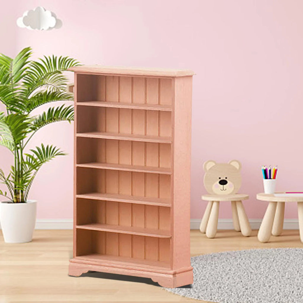 Dollhouse Miniature Wooden Bookcase Display Shelf A544945