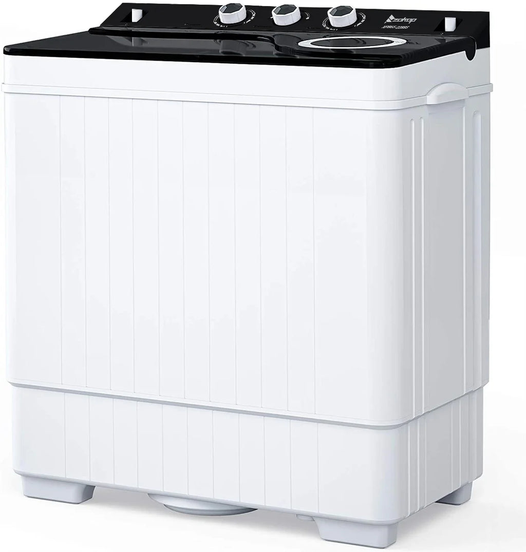 Semi-automatic Twin Tub Washing Machine with Built-in Drain Pump, White&Black S4765