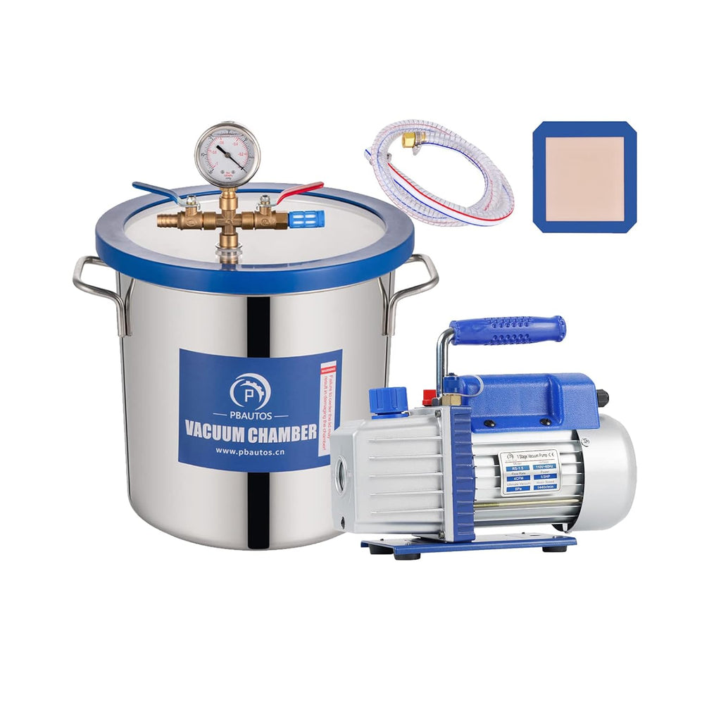 3 Gallon Stainless Steel Vacuum Chamber with 4CFM 1/3HP Single Stage Vacuum Pump O4274