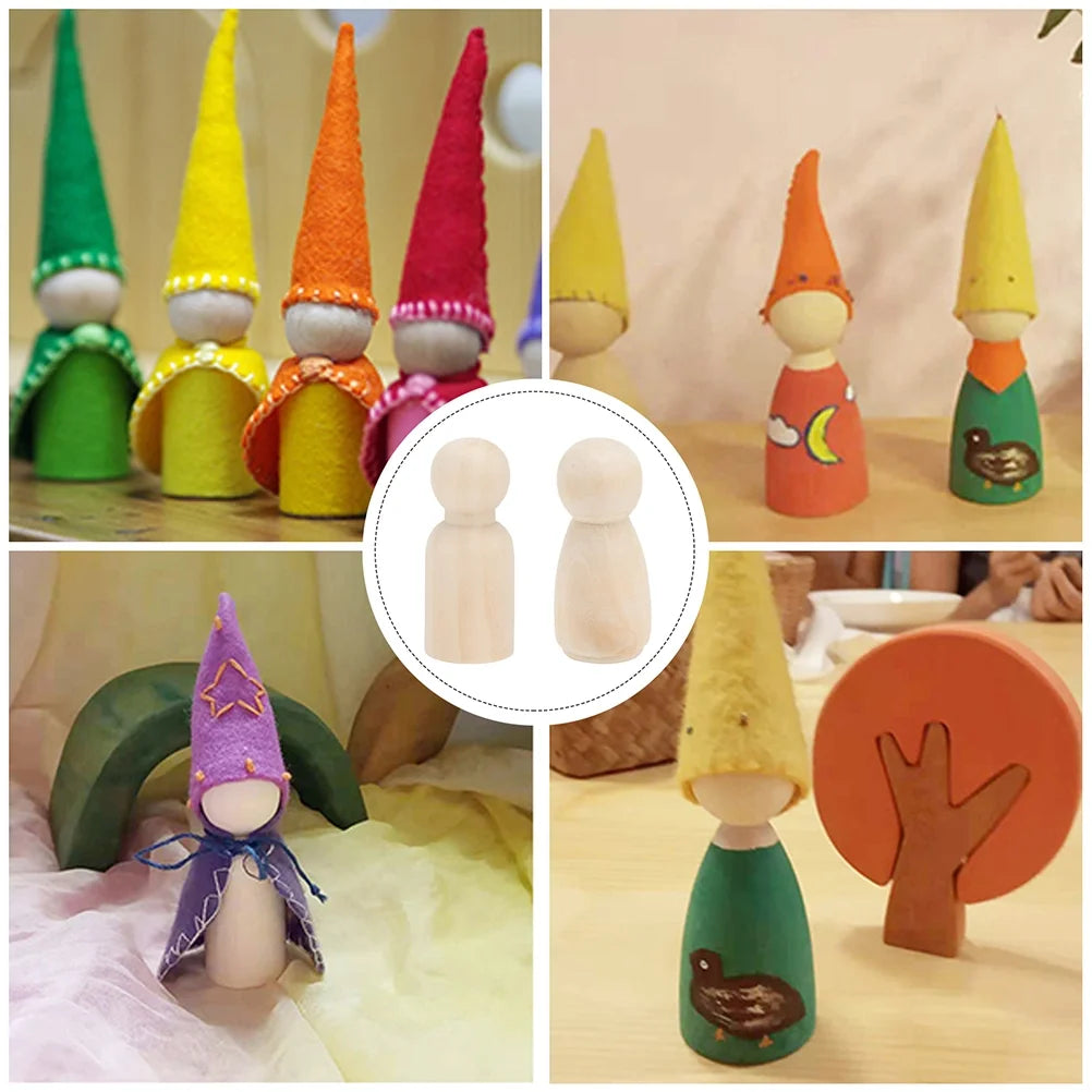 30 Pcs Wooden Doll Pegs Painting Toys Y59377