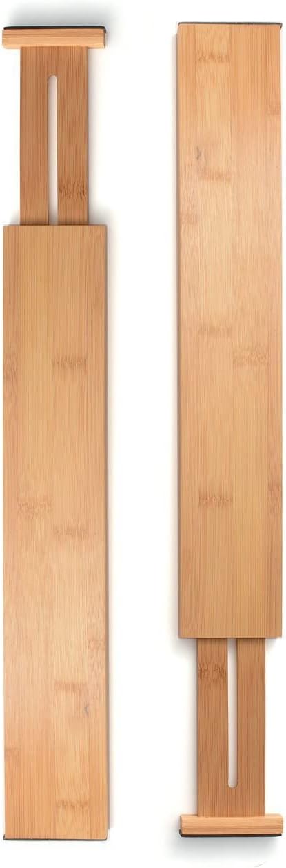 Natural Bamboo 2-Pack Expandable Drawer Divider Organizers E597