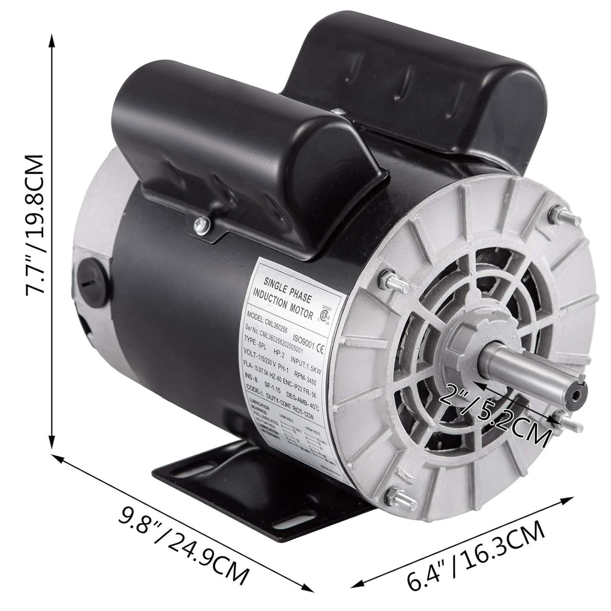 2Hp 3450RPM 115V 230V 56 Frame Single Phase Electric Motor K6941
