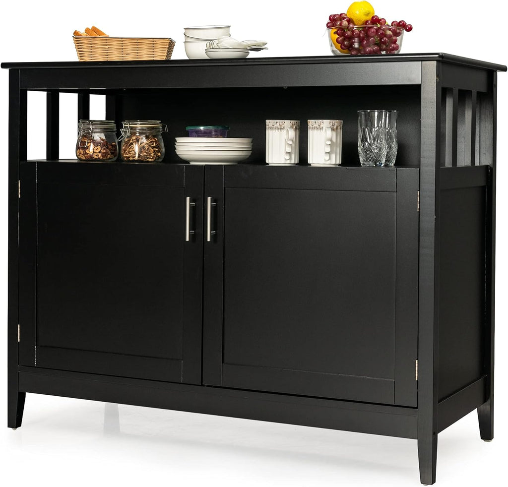 Black Freestanding Buffet Cabinet with Adjustable Shelf, 45 x 20 x 36 inches V3534