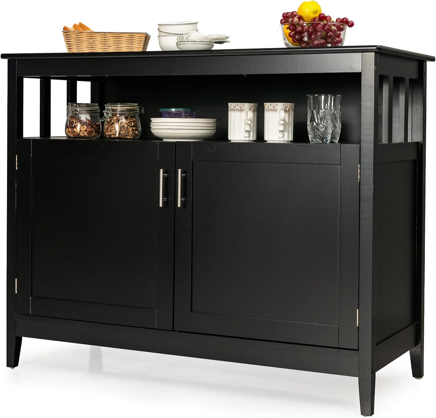Black Freestanding Buffet Cabinet with Adjustable Shelf, 45 x 20 x 36 inches V3534