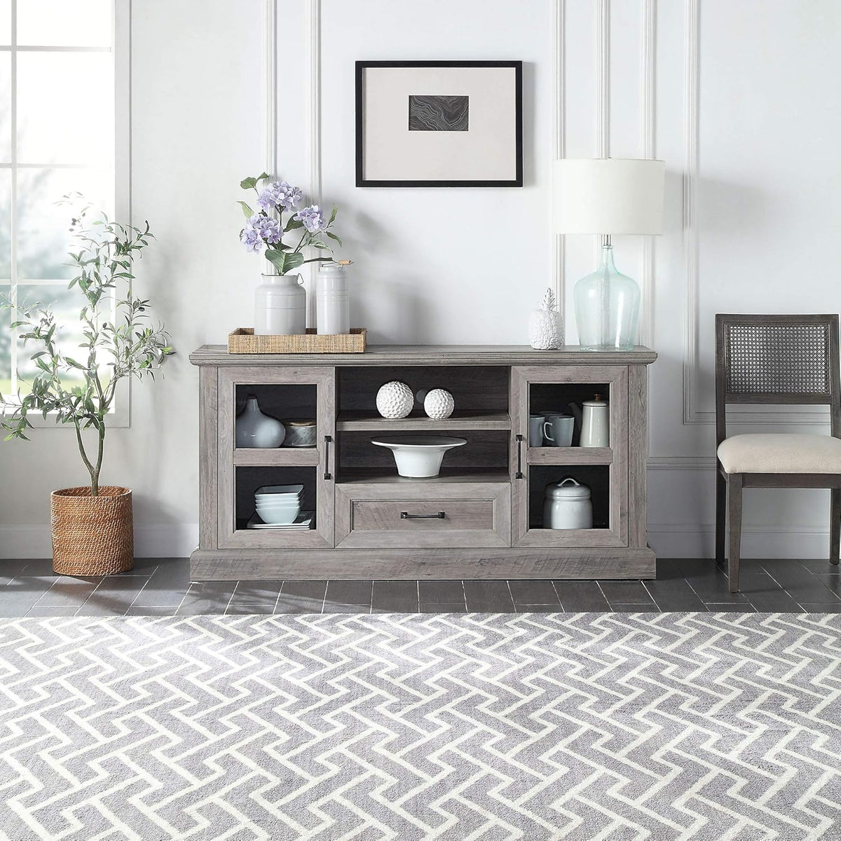 Gray Wash TV Stand with Storage Z959189